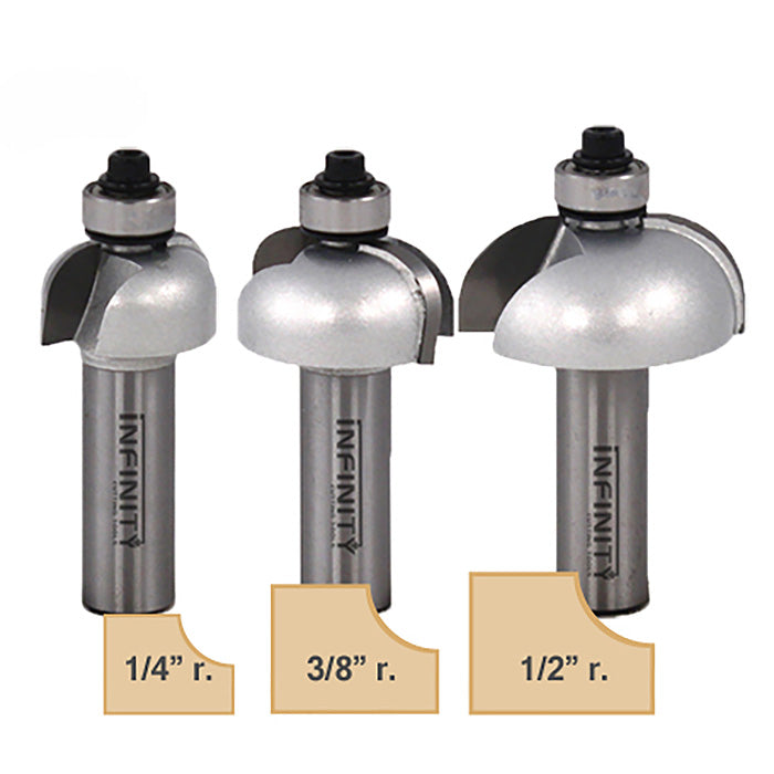 Infinity Tools 1/2" Shank 3-Pc. CoveRouter Bit Set