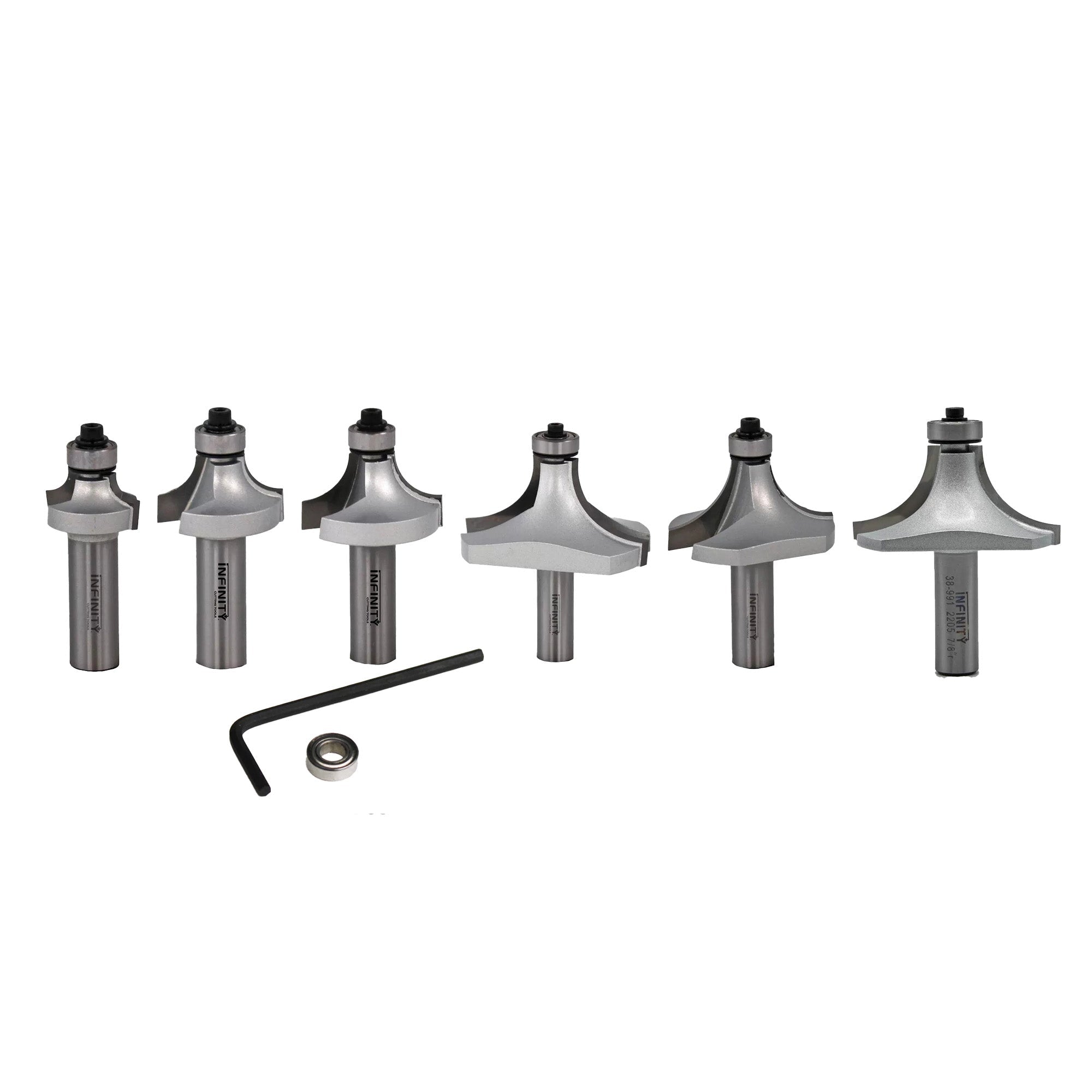 Infinity Tools 1/2" Shank 6-Pc. Roundover & Beading Router Bit Set