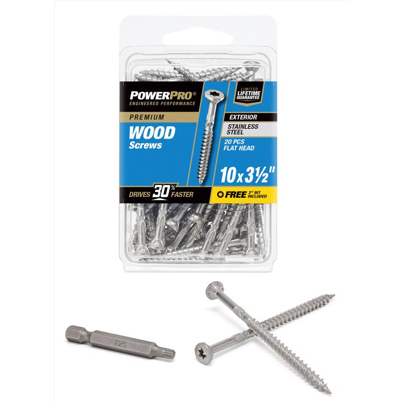Hillman 42500V4 Power Pro No. 10 X 3-1/2 in. L Star Coarse Exterior Wood Screw 20 pk