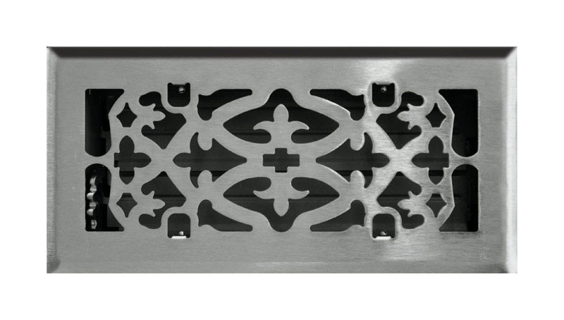 Tru Aire C164OSN04X10 4 in. H X 10 in. W 1-Way Satin Silver Steel Floor Diffuser