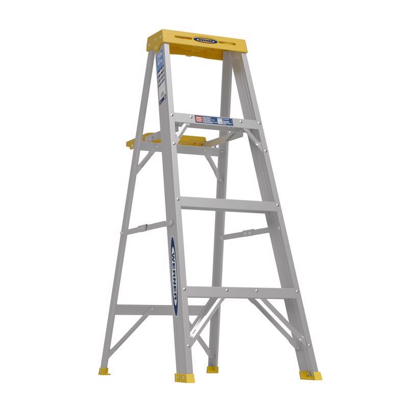 Werner 364 4 ft. H Aluminum Step Ladder Type I 250 lb. cap.