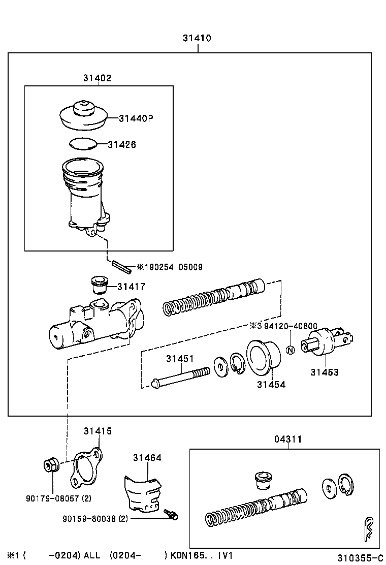 Cylinder Kit, Clutch Master Toyota, 04311-26070