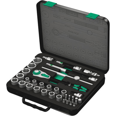 Wera 05003645001 8100 Sc 2 Zyklop Speed Ratchet Set, 1/2 Inch Drive, Metric, 37 Pieces