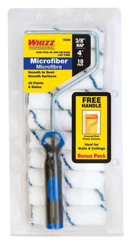 Whizz 25009F Microfiber 4 in. W X 3/8 in. Mini Paint Roller Cover 10 pk
