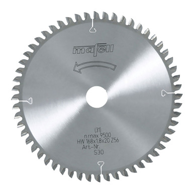 Mafell 092482 Tct Saw Blade, 168 X 1.2/1.8 X 20 Mm, 56 Teeth, At