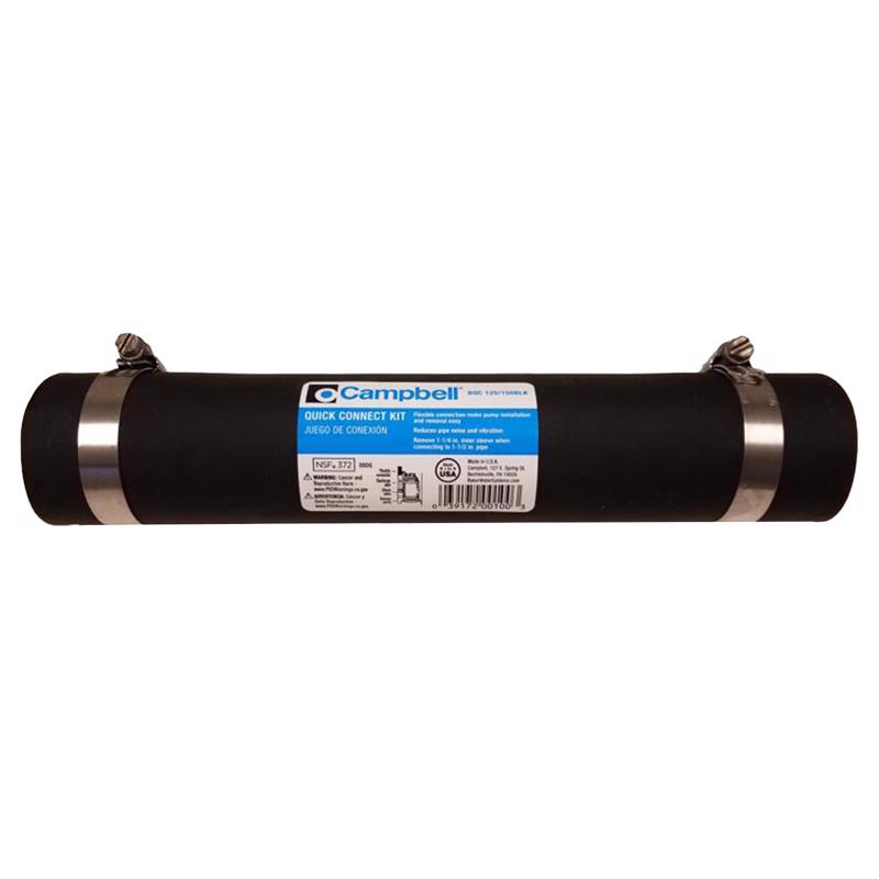 Campbell BQC 125/150BLK 1-1/4 in. D X 1-1/2 in. D Rubber Straight Boot Sump Pump Sleeve