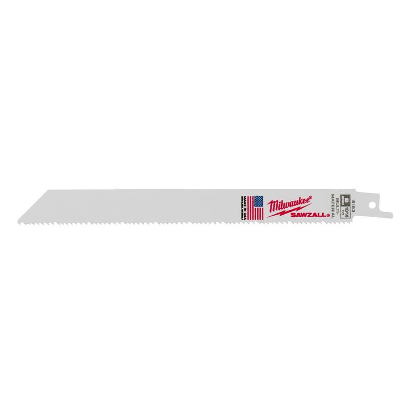 Milwaukee 48-00-5193 Sawzall 8 in. Bi-Metal Double Duty Upgrade Reciprocating Saw Blade 10/14 TPI 5 pk