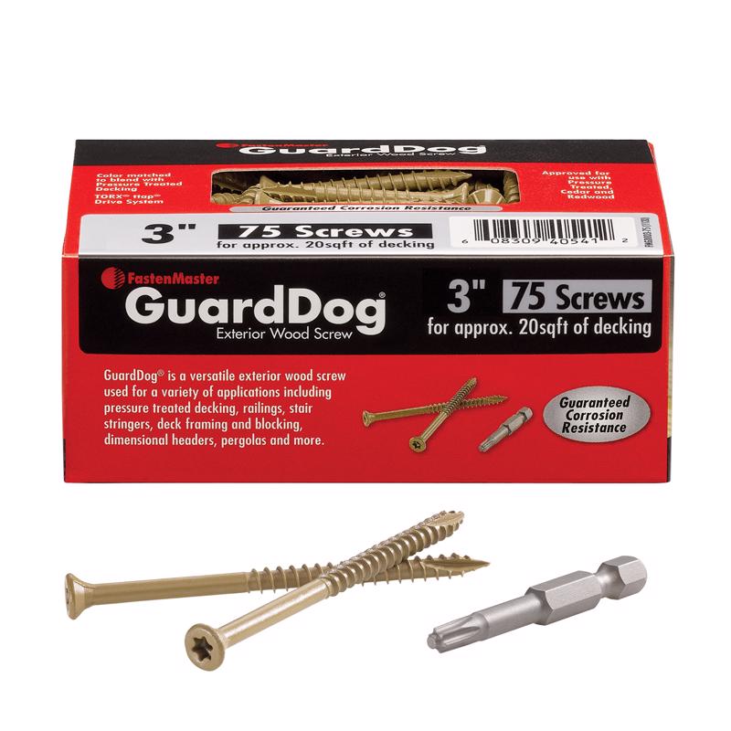 Fastenmaster FMGD003-75 GuardDog No. 10 X 3 in. L Gold Phillips/Square Bugle Head Deck Screws 75 pk