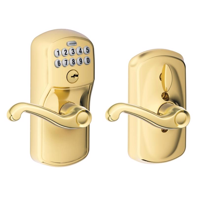 Schlage FE595VPLY505FLA Bright Brass Steel Electronic Keypad Entry Lock