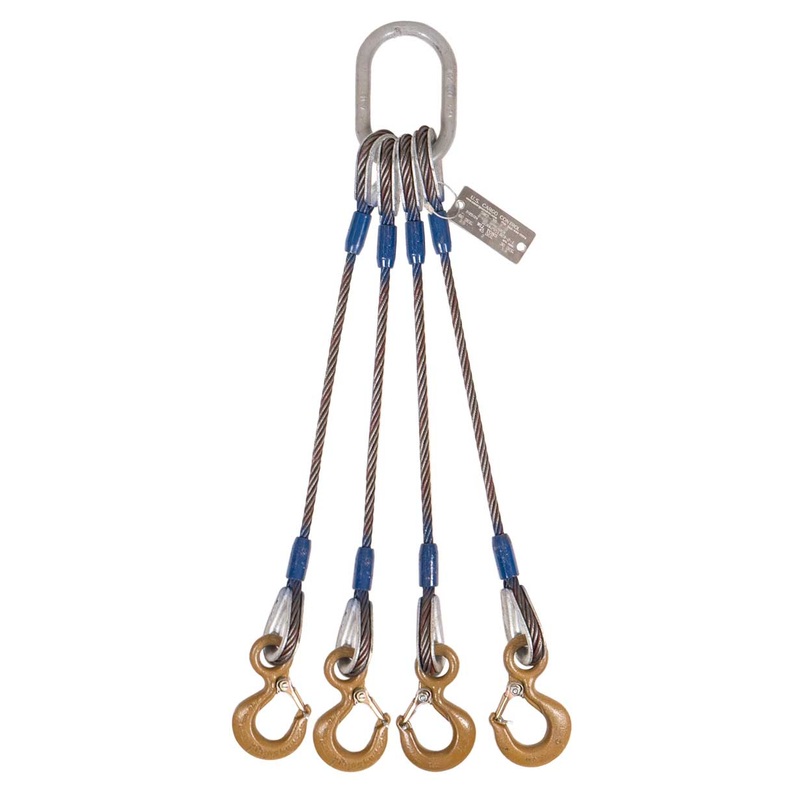 1" x 20' 4-Leg Wire Rope Bridle Sling with Crosby Eye Hooks | Domestic