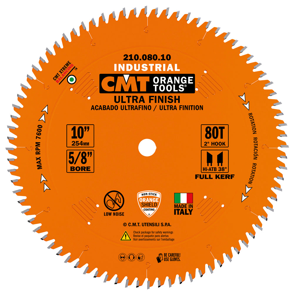 CMT 210.080.10 ULTRA FINISH-PLYWOOD & MELAMINE 10”x0.126”/0.087”x5/8’’ T=80 Hi-ATB