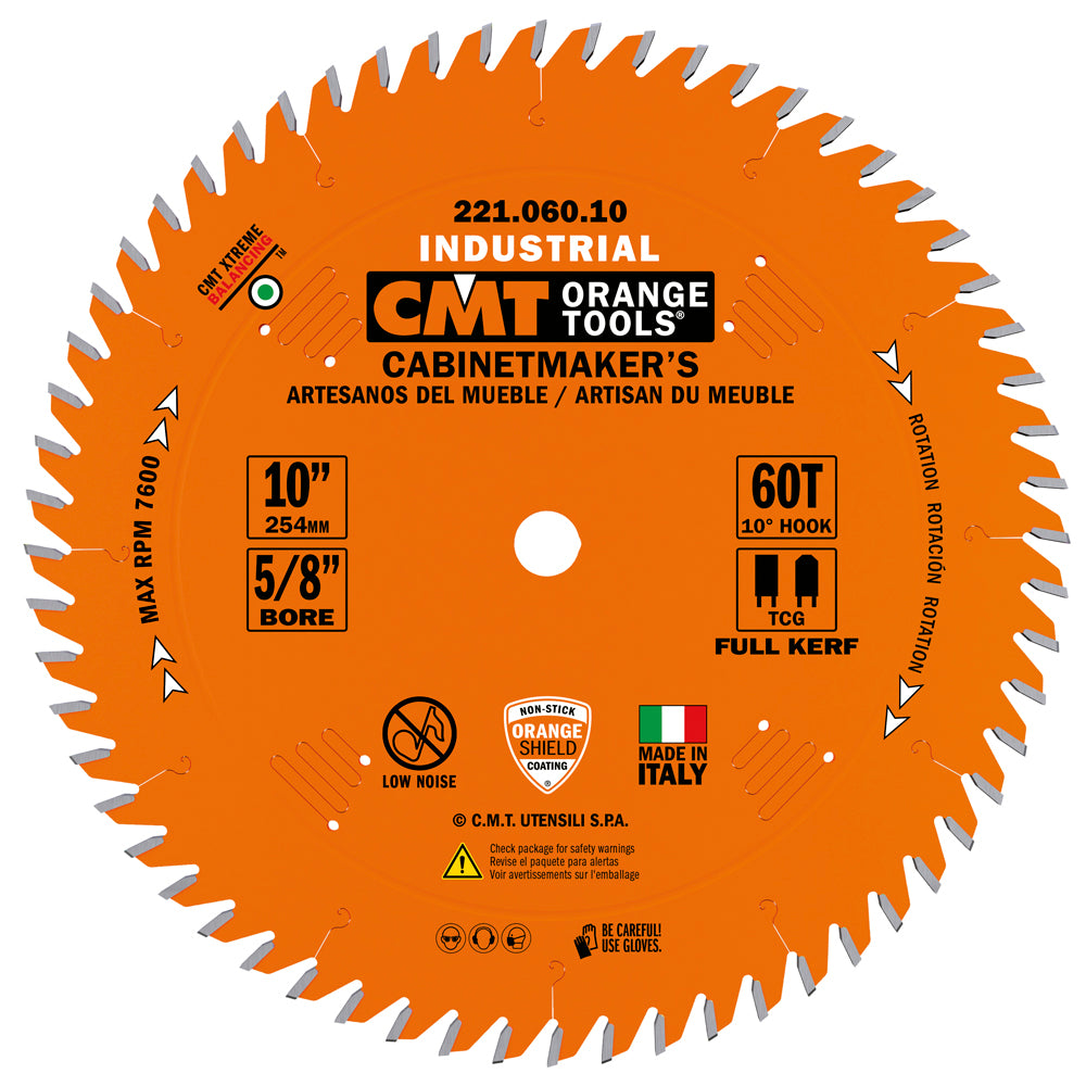 CMT 221.060.10 CABINETMAKER’S 10”x0.126”/0.087”x5/8’’ T=60 TCG