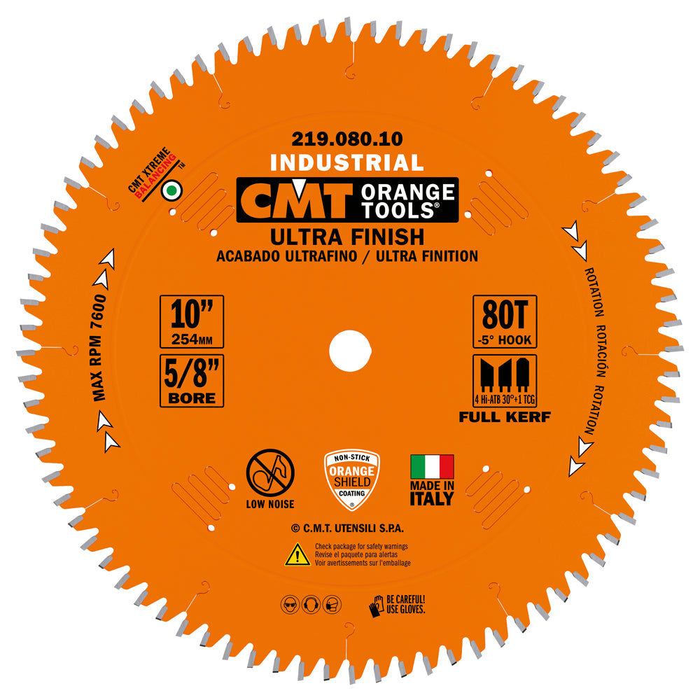 CMT 219.080.10 ULTRA FINISH SLIDING COMPOUND 10”x5/8’’ T=80 Hi-ATB+TCG (-5°NEG)