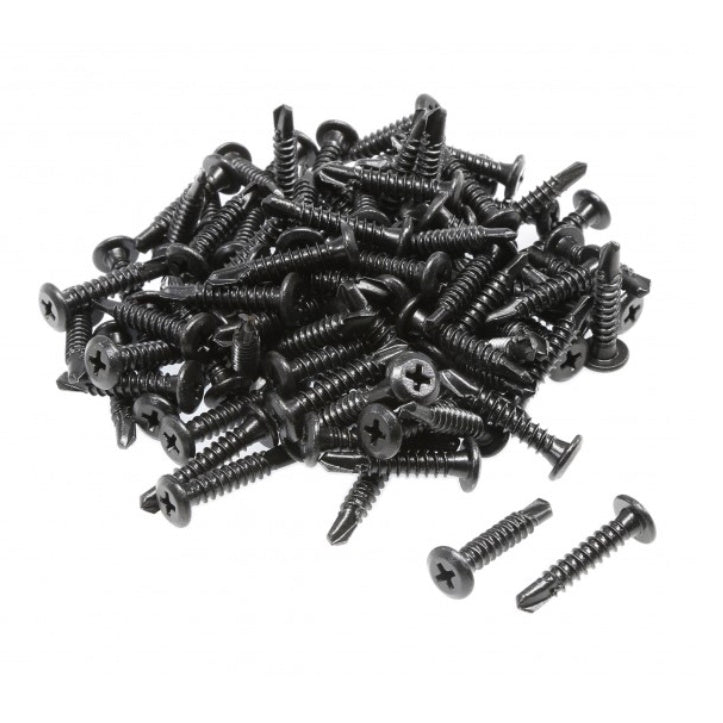 #10 x 1" Self-Drilling Screws - Black Stainless Steel - For Metal, Wood, Vinyl - 10 or 100 Pack