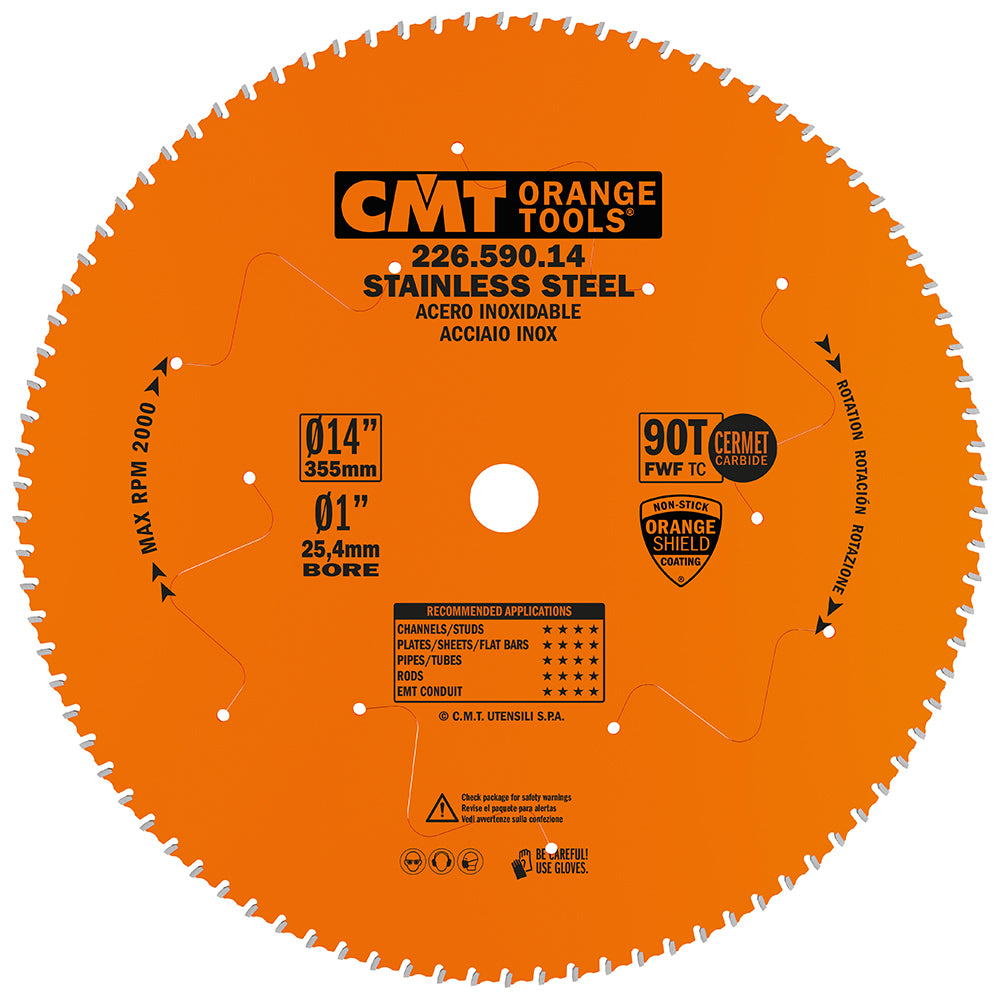 CMT 226.590.14 STAINLESS STEEL 14’’x0.087”/0.071”x1’’ T=90 FWF