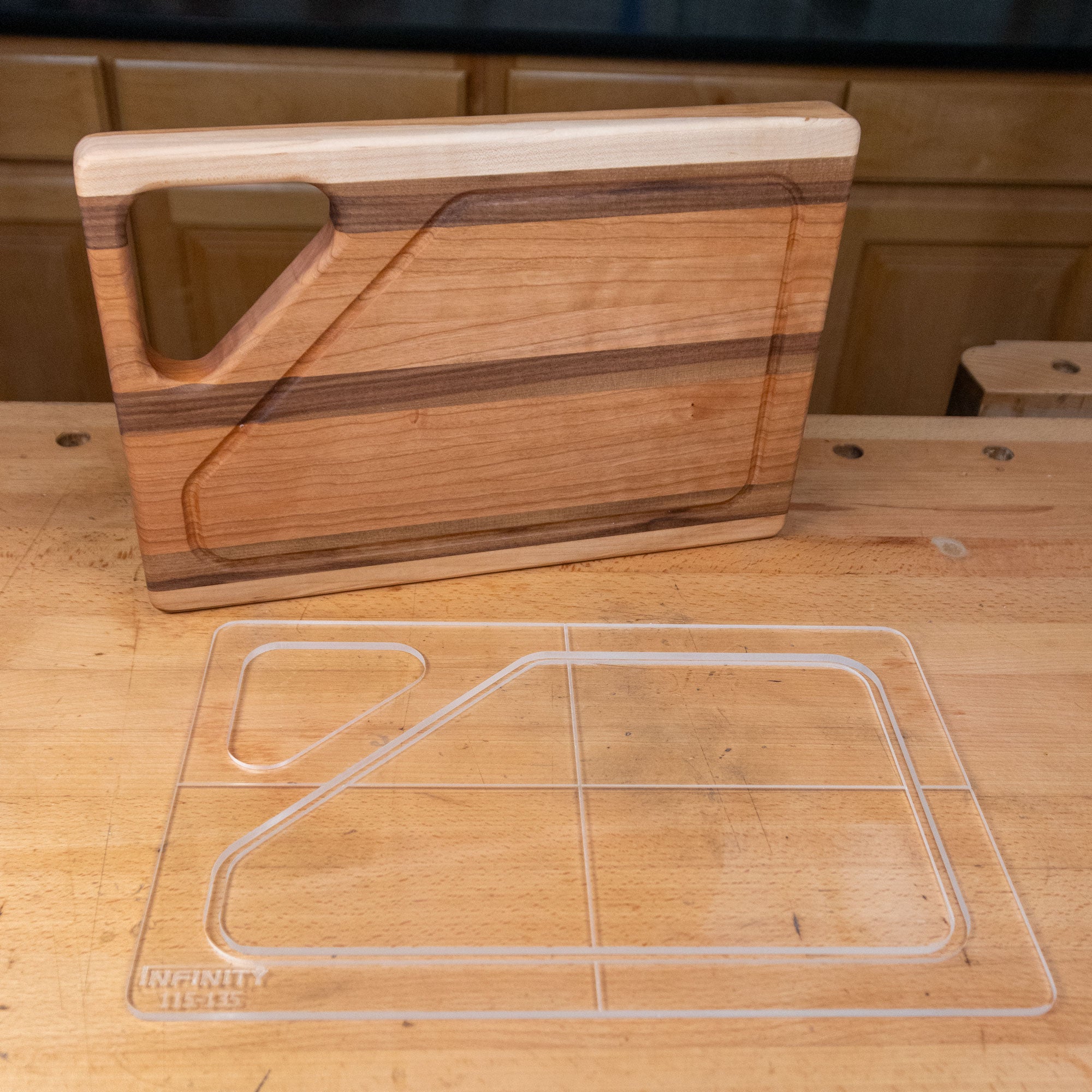 Infinity Tools Rectangular Cutting Board Template with Triangle Handle