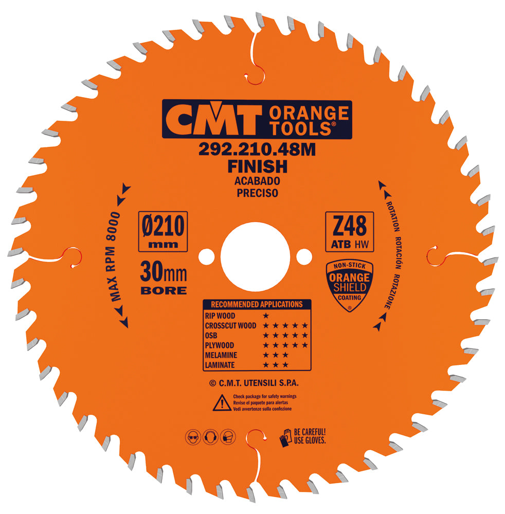 CMT 292.210.48M FINE FINISH 8-1/4”x0.110”/0.071”x30mm T=48 ATB