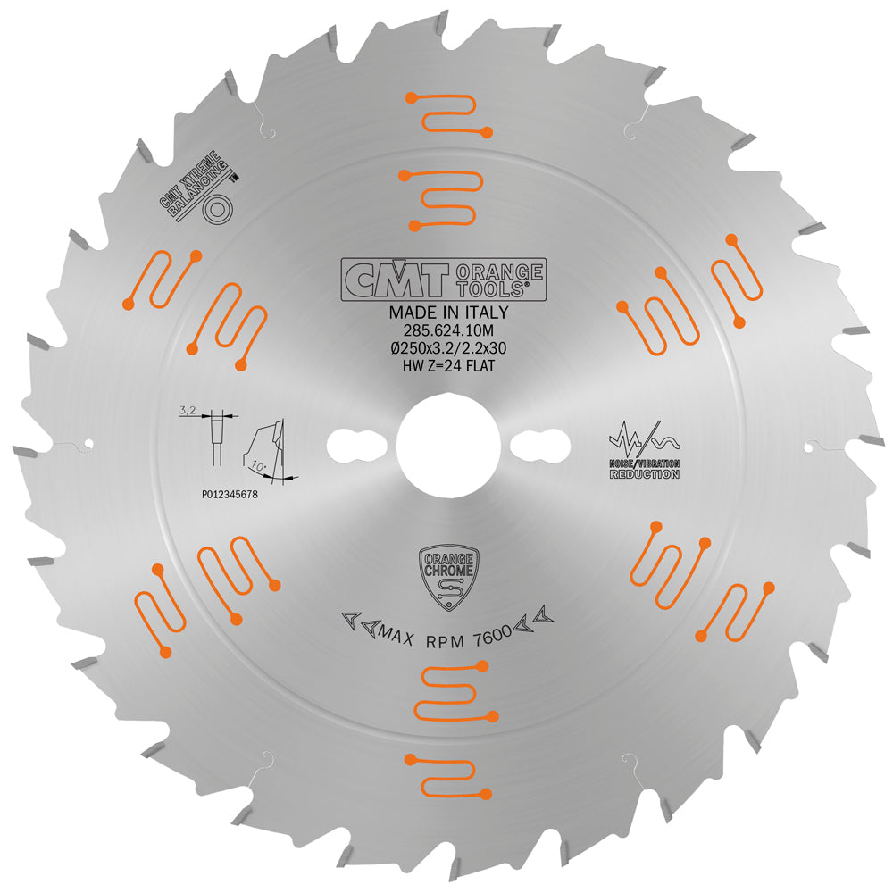 CMT 285.640.10M HEAVY-DUTY GENERAL PURPOSE 250x0.126”/0.087”x30mm T=40 ATB