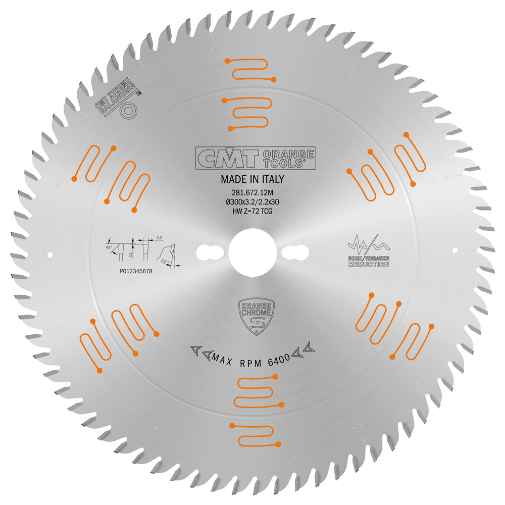 CMT 281.672.12M HEAVY-DUTY FINE FINISH 300x3.2/2.2x30mm T=72 TCG