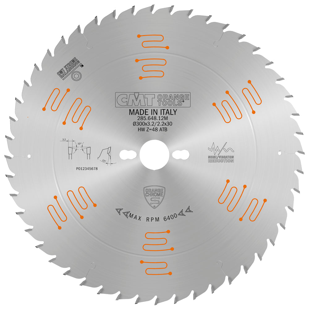 CMT 285.648.12M HEAVY-DUTY GENERAL PURPOSE 300x0.126”/0.087”x30mm T=48 ATB