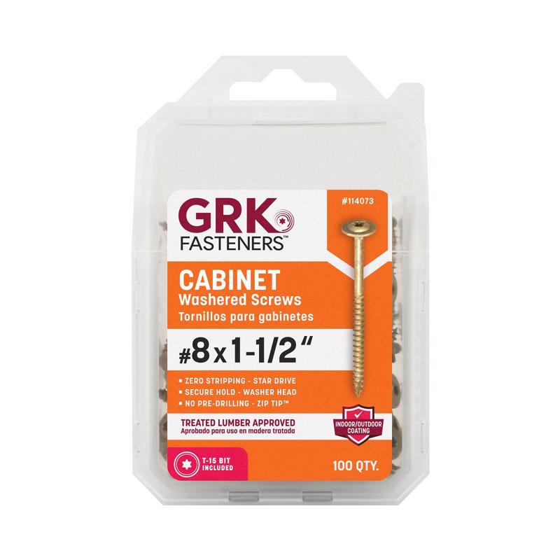 GRK Fasteners 114073 No. 8 X 1-1/2 in. L Star Climatek W-Cut Cabinet Screws 100 pk