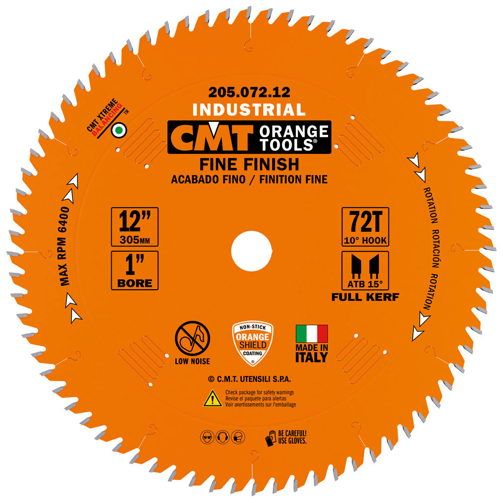 CMT 205.072.12 FINE FINISH 12”x0.126”/0.087”x1’’ T=72 ATB
