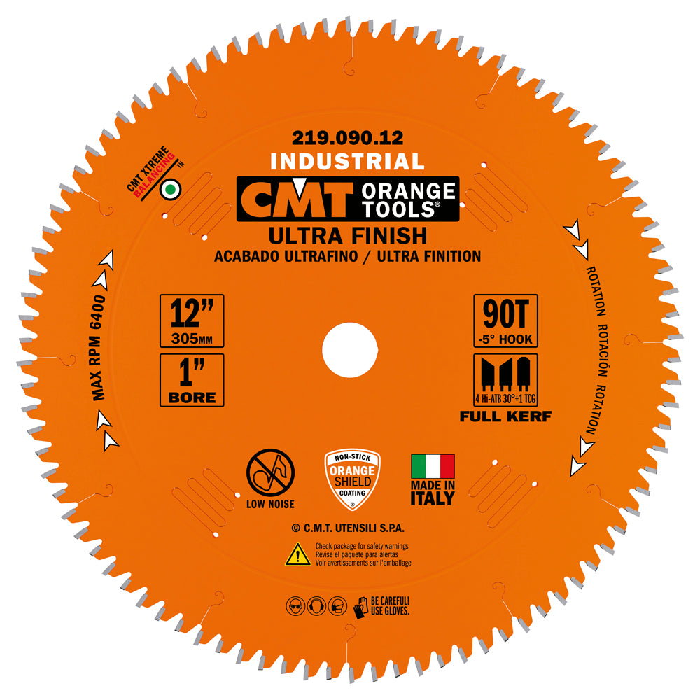 CMT 219.090.12 ULTRA FINISH SLIDING COMPOUND 12”x1’’ T=90 Hi-ATB+TCG (-5°NEG)