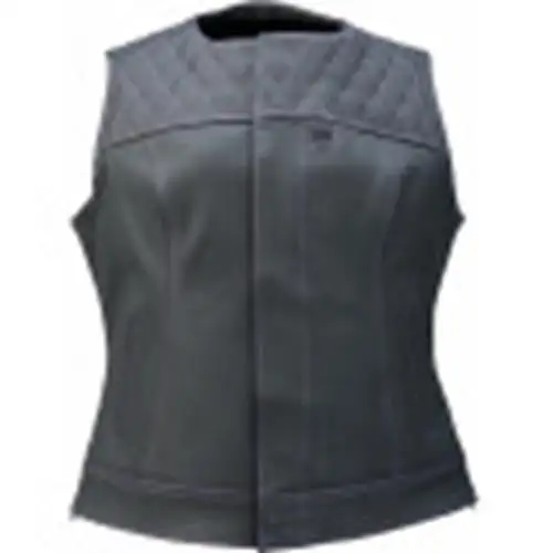 Z1R Women’s Werk Vest – Black – XL PURPLE STITCHING LEATHER Motorcycle biker