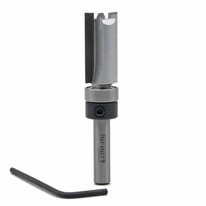 Infinity Tools 1/4" Shank Straight Router Bit w/ Plunge Point & Top Bearing