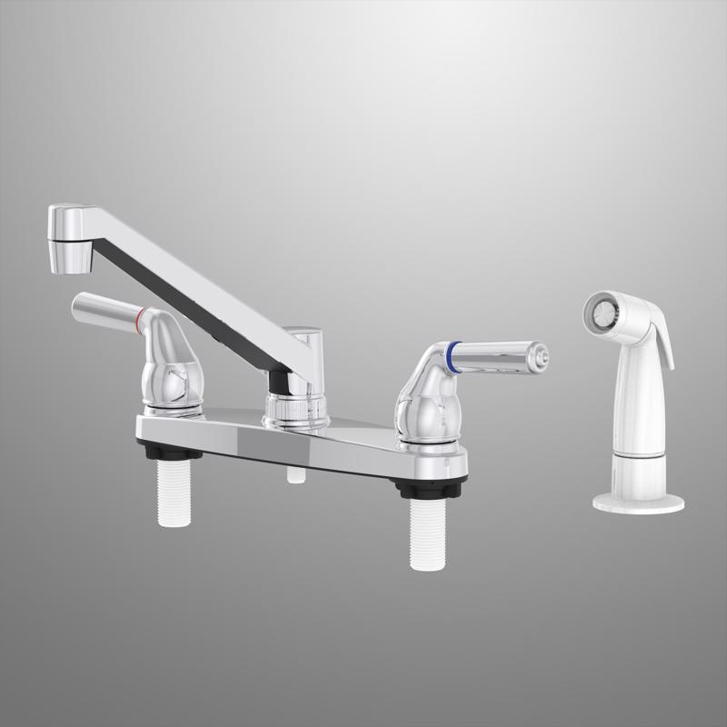 Home Plus 8311202CSC Two Handle Chrome Kitchen Faucet Side Sprayer Included