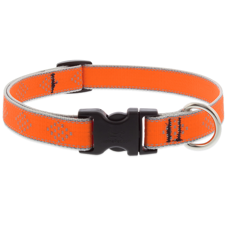 Lupinepet 48301 Reflective Orange Diamond Nylon Dog Adjustable Collar