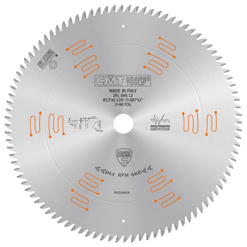 CMT 281.696.12 SINGLE-SIDED - LAMINATE & MELAMINE 12’’x0.126”/0.087”x1’’ T=96 TCG