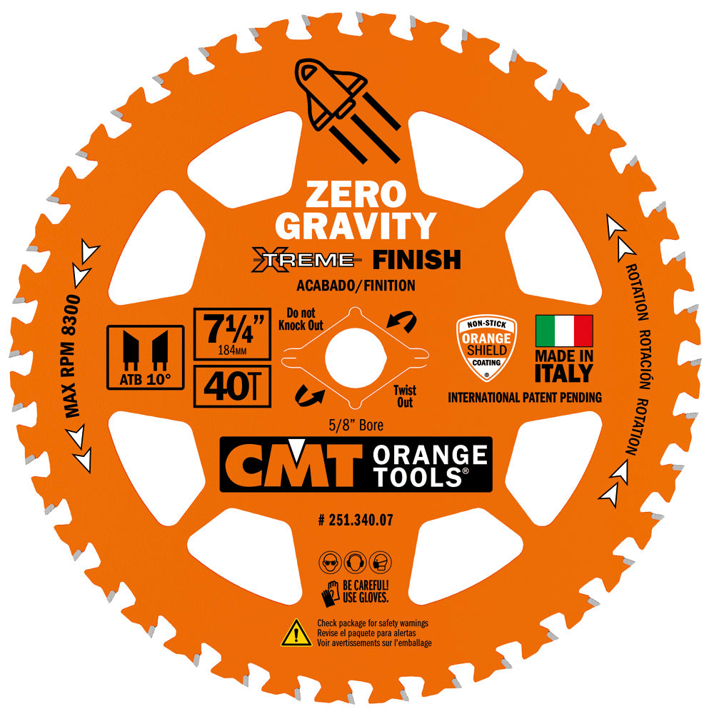 CMT 251.340.07 FINISH ZERO GRAVITY 7-1/4”x0.070”/0.048”x5/8” T=40 ATB