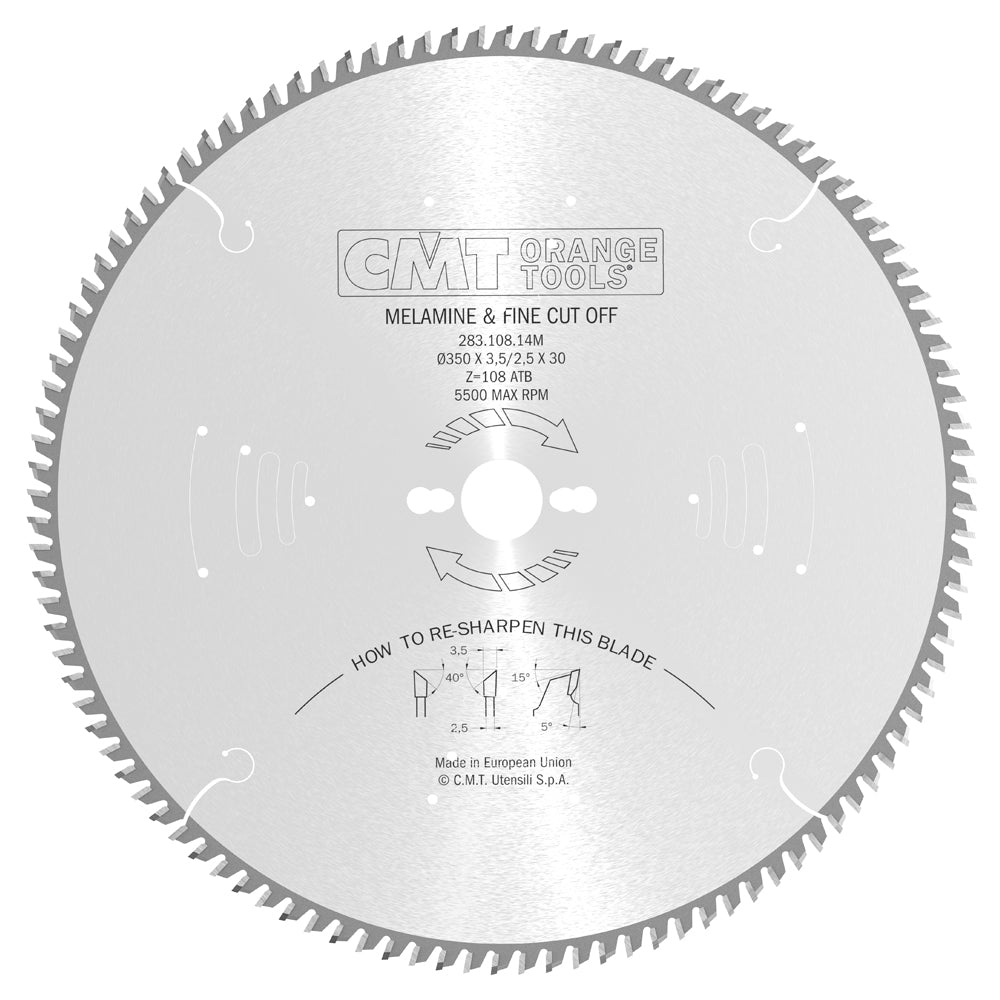 CMT 283.108.14M ULTRA FINISH - PLYWOOD & MELAMINE 350x30mm T=108 Hi-ATB