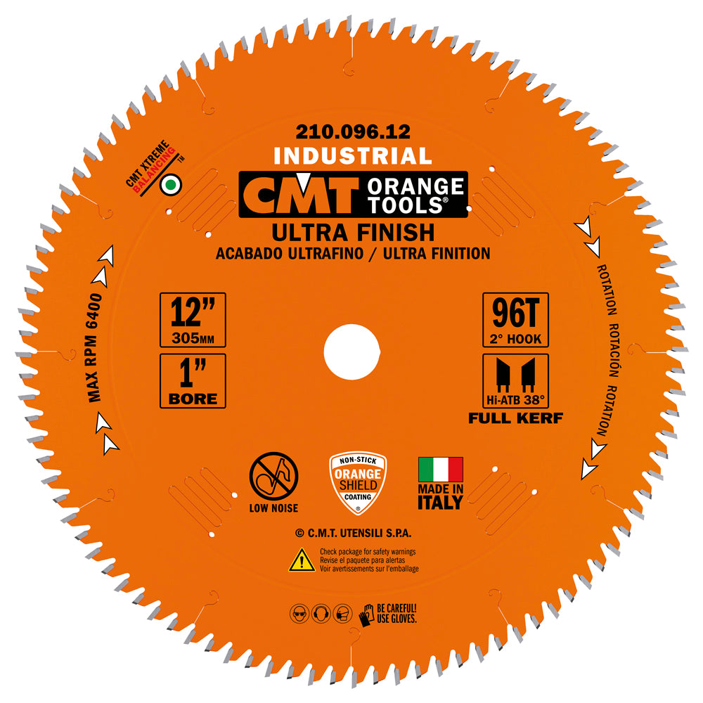 CMT 210.096.12 ULTRA FINISH-PLYWOOD & MELAMINE 12”x0.126”/0.087”x1’’ T=96 Hi-ATB