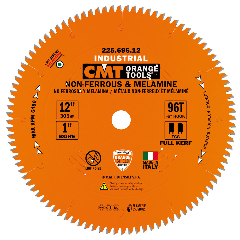 CMT 225.709.12 THICK NON-FERROUS METAL & MELAMINE 12”x5/8’’ T=108 TCG (-6°NEG)