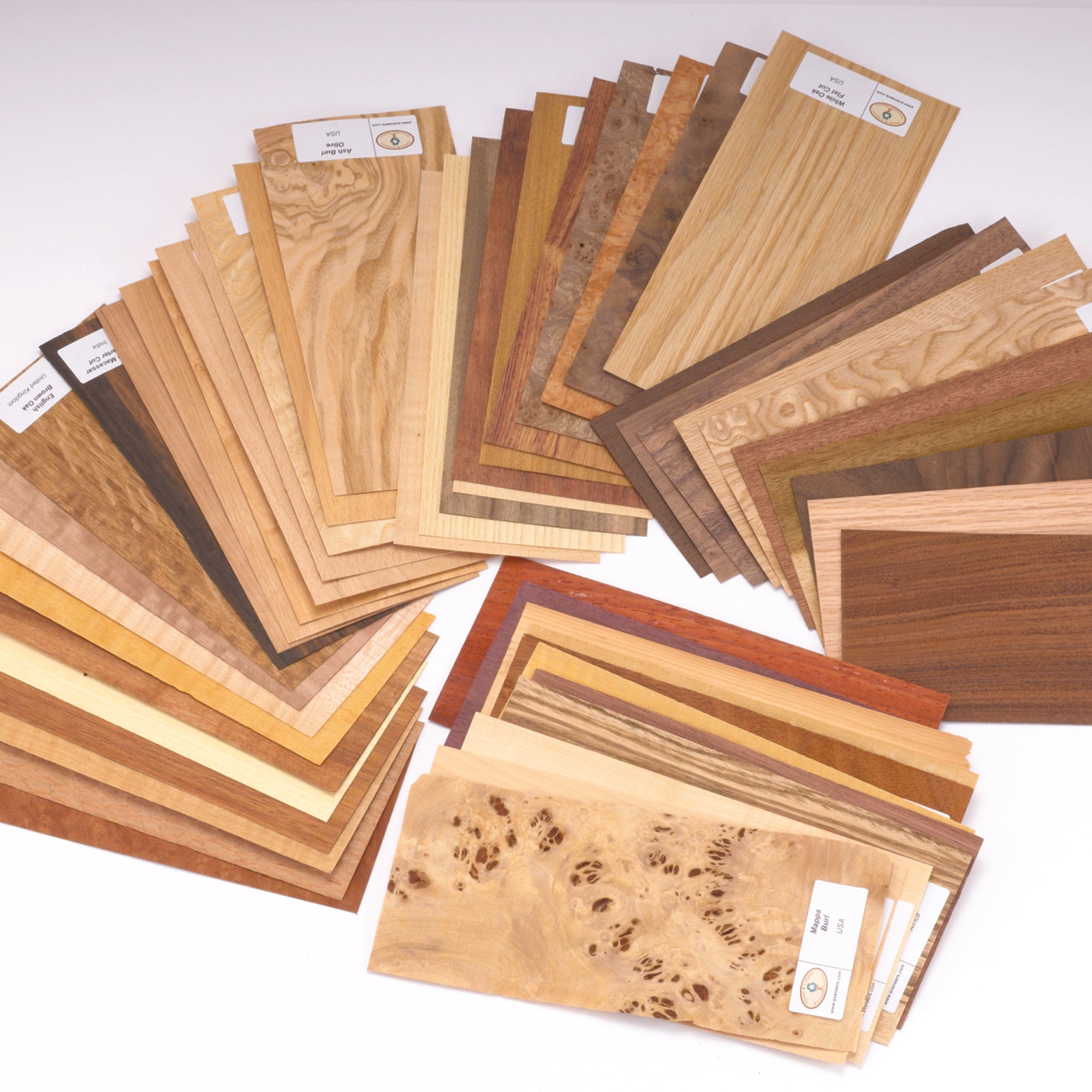 Wood ID Kit & Veneer Sample Pack - Domestic & Exotic Species - 4" x 9" - 50 Piece