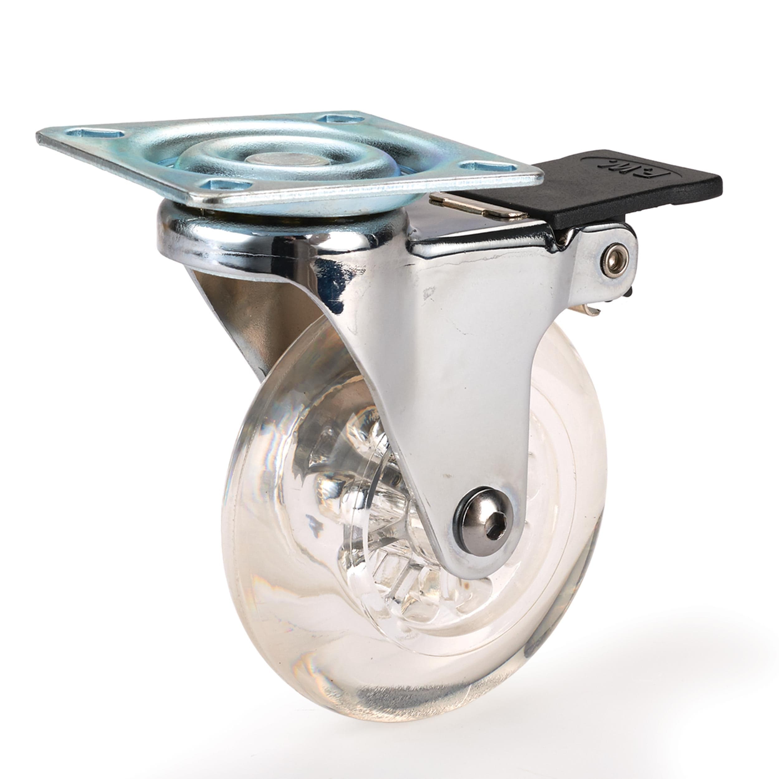 Skate Wheel Caster Locking with Rounded Translucent Wheel - 3"