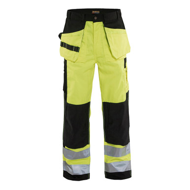 Blaklader Hi-Vis Work Pants - Yellow Hi-viz/Black - Waist Size: 50 - Inseam: 32"