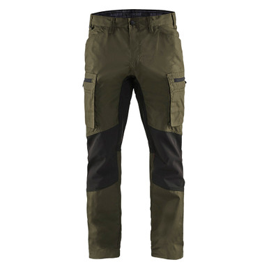 Blaklader Service Pants with Stretch - Dark olive green /black - Waist Size: 30 - Inseam: 30