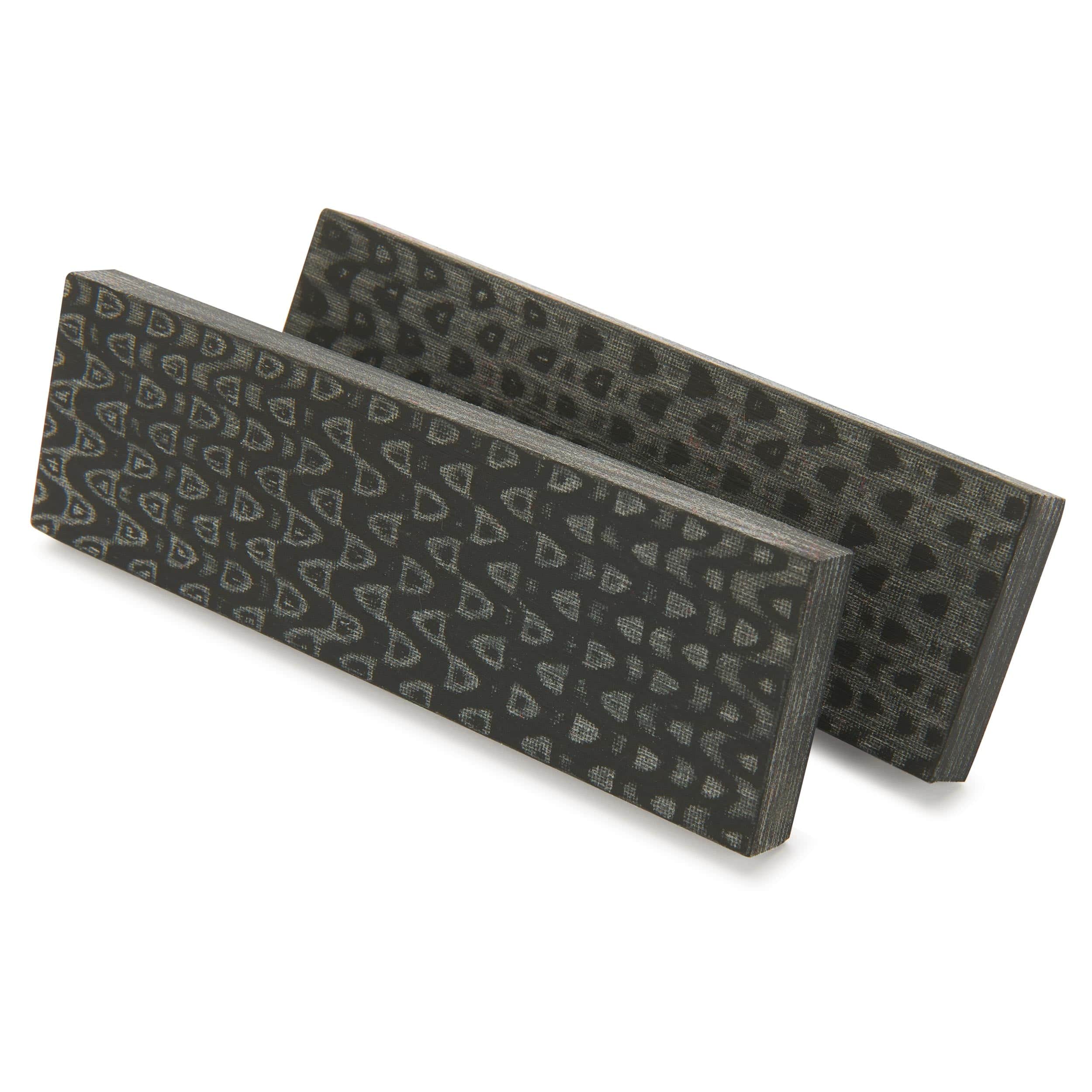 3D Micarta Knife Scales - 3/8" x 2" x 5" - Black and Gray Quail Feather - Pair