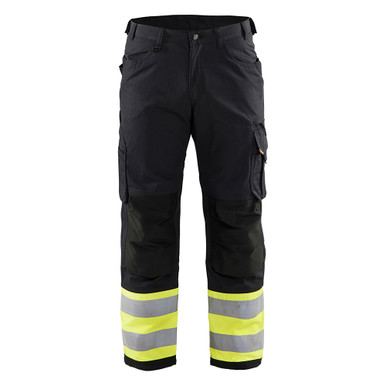 Blaklader Visibility Ripstop Pants - Black/Yellow Hi-viz - Waist Size: 44 - Inseam: 34
