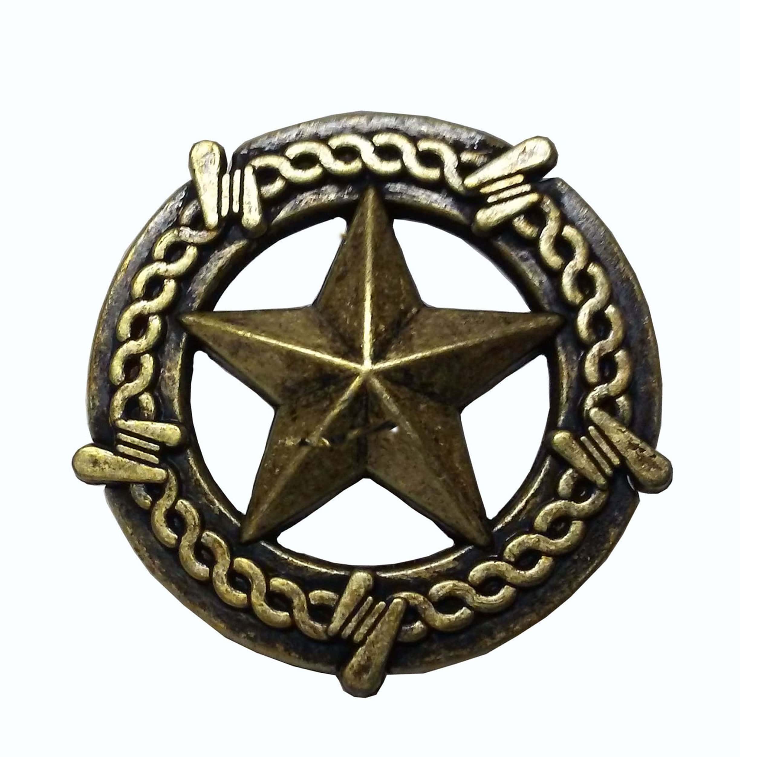 Star with Barbed Wire Knob, Brass Oxide