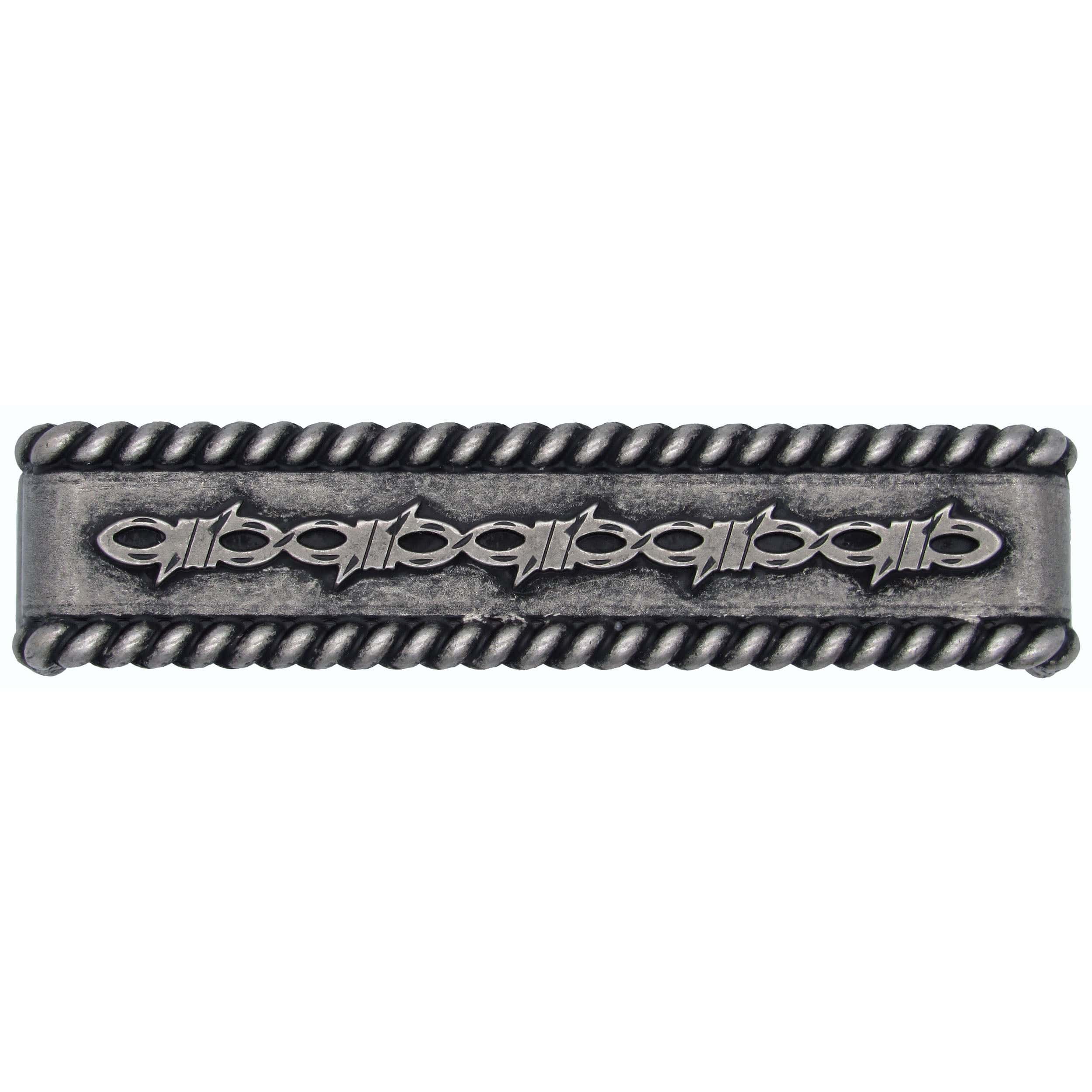 Barbed Wire with Roped Edge Pull, Old Silver