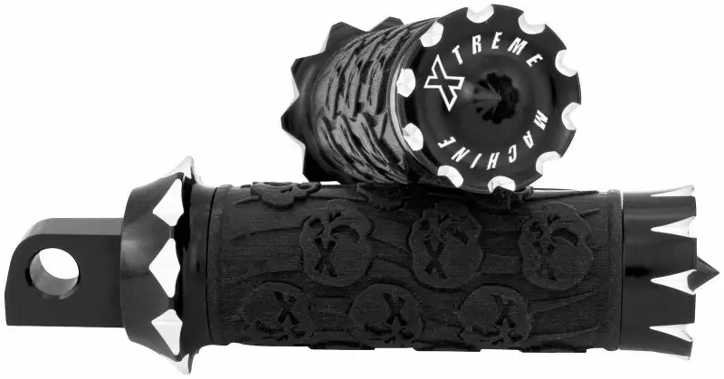 Xtreme Machine Death Black Rubber Footpegs Harley Softail Highway Sportster Dyna
