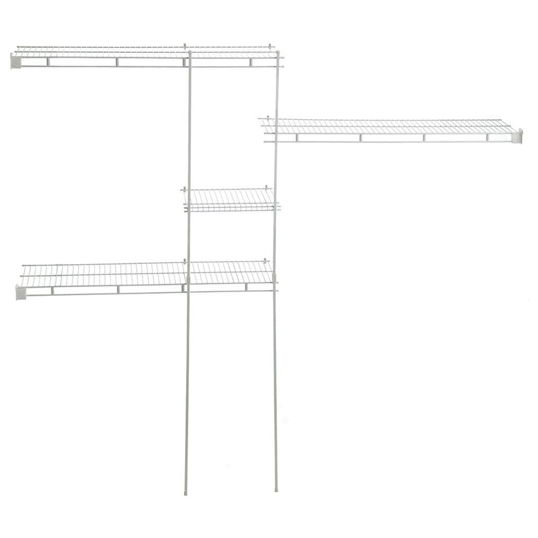 Closet Organizer Kit 5' - 8' W Fixed Mount, White