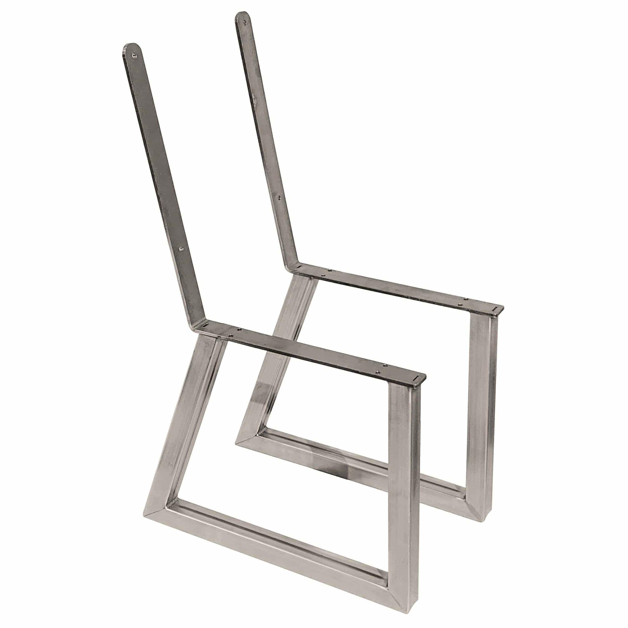 Bench Legs with Back Rest Raw Steel Pair