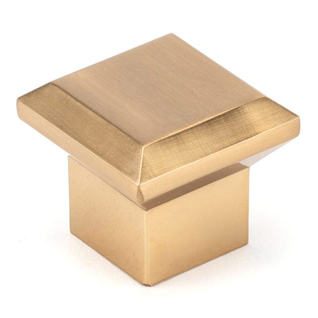 Transitional Square Knob - 1-11/32" x 1-11/32" - Aurum Brushed Gold