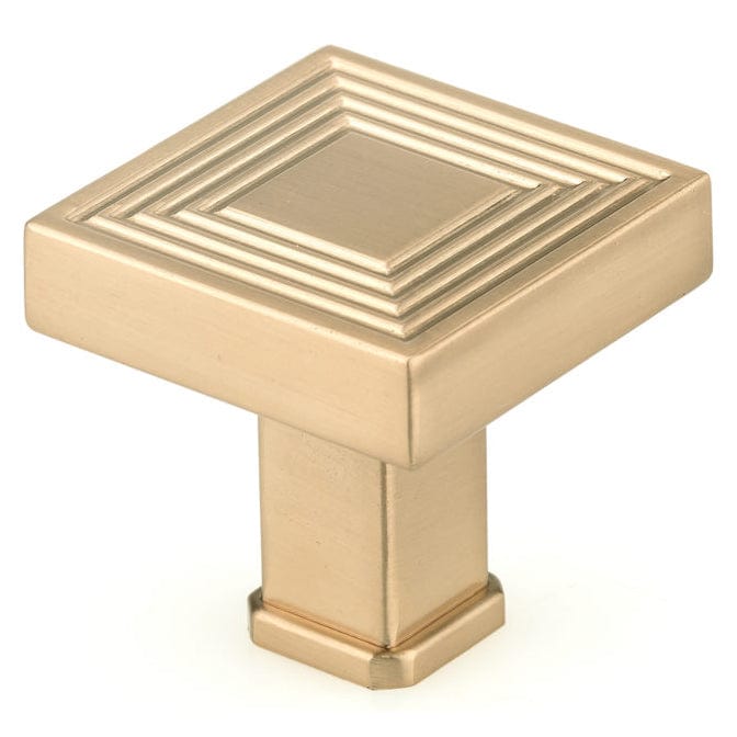 Transitional Square Knob - 1-3/8" x 1-3/8" - Champagne Bronze