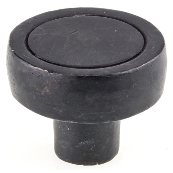 Textured Traditional Round Knob with Ridge - 1-3/4" Diameter - Dark Bronze
